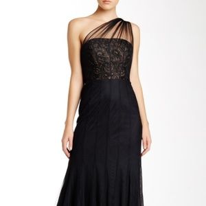 Monique Lhuillier Sheer One-Shoulder Gown Size 10